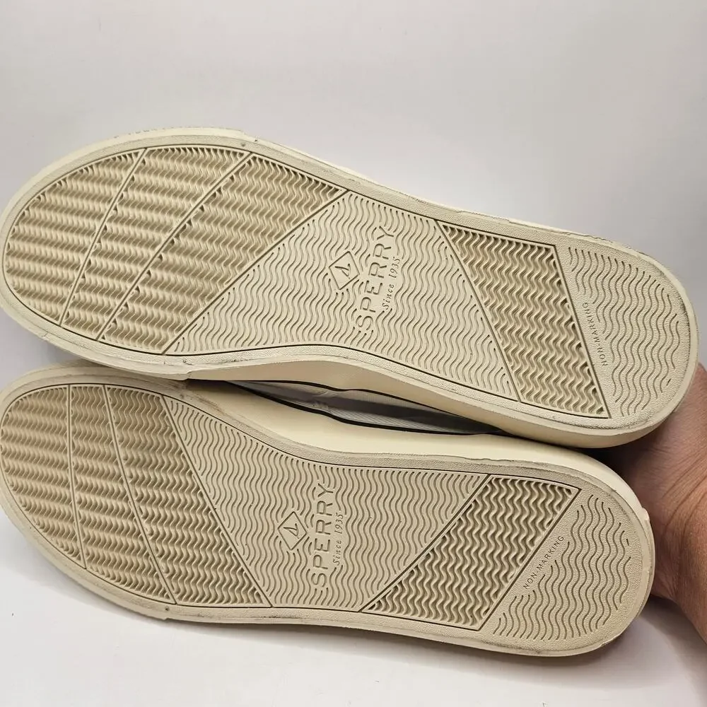 SPERRY MEN'S 11 WHITE CANVAS SLIP ON LOW TOP SNEAKER 109115 NWOB